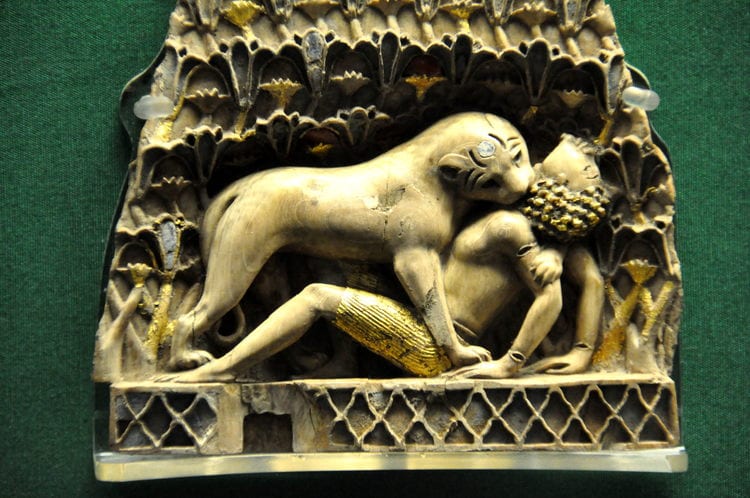 Phoenician art: Lioness devouring a boy