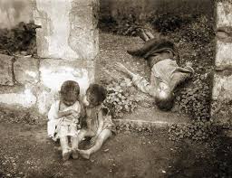 Starving Lebanese children and their mother