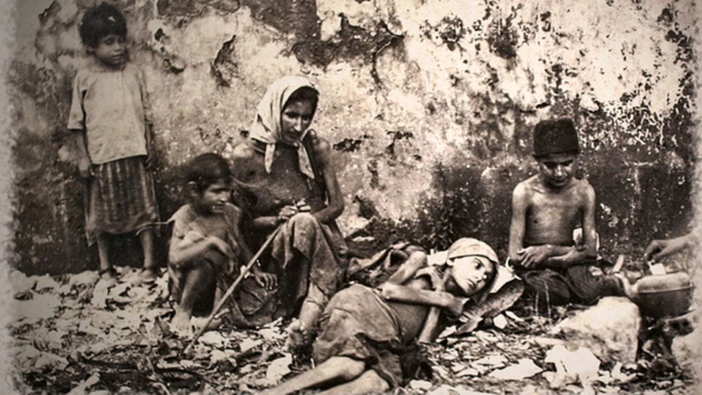 An image showing a starving family during the Great Famine of MOunt Lebanon