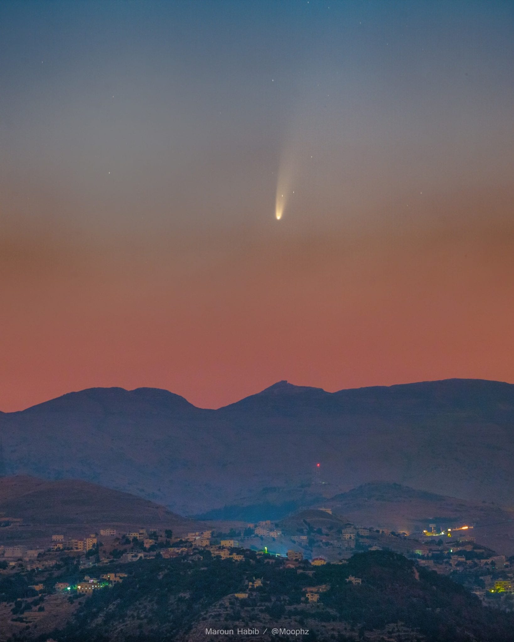 Comet NEOWISE captured over Lebanon