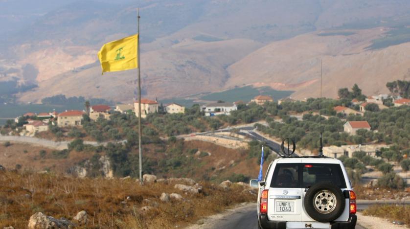 Hezbollah flag on southern Lebanese border