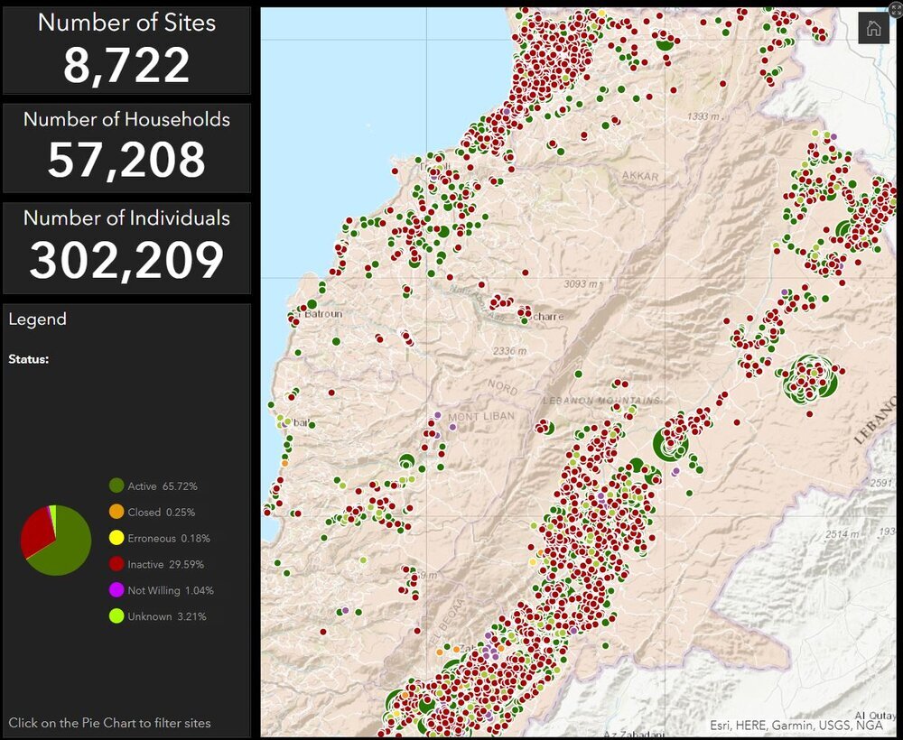 The distribution of informal settlements in Lebanon