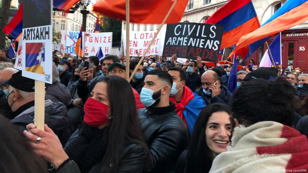 Armenians hold a protest calling for the recognition of the self-declared Republic of Artsakh.