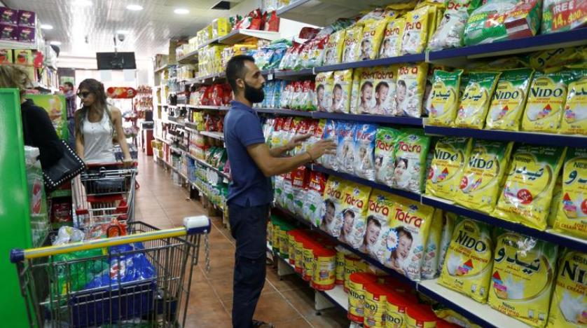 People shopping in a supermarket in Lebanon.