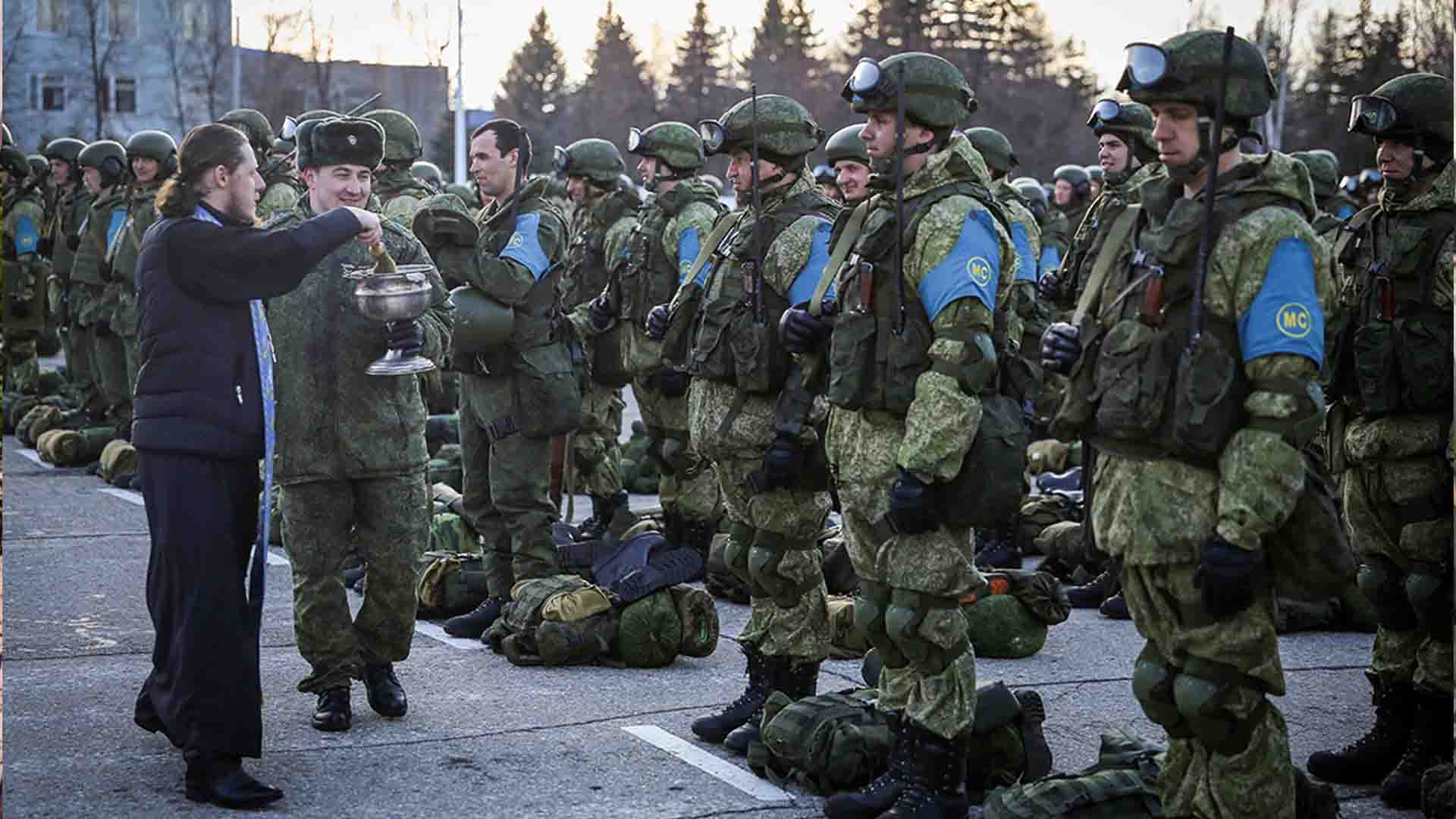 Russian peacekeepers preparing to go to Nagorno-Karabakh.
