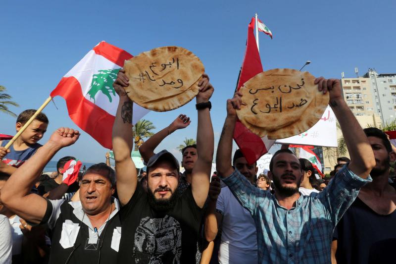 An anti-government protest in Tyre, Lebanon.