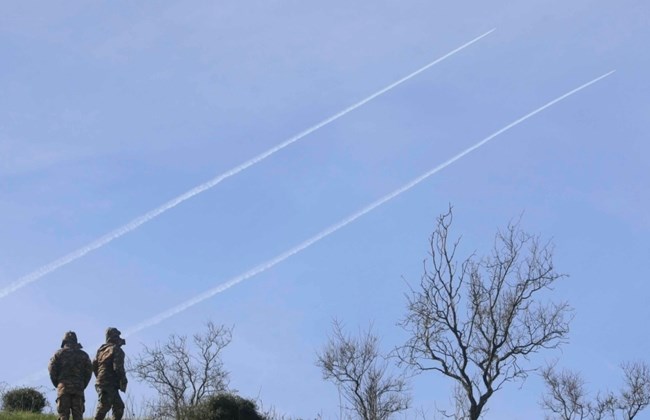 Israeli warplanes fly over Lebanon.