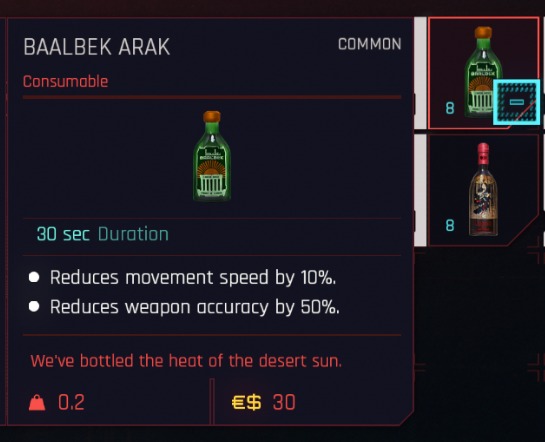 You Can Drink Baalbek Arak In Cyberpunk 2077 2 Baalbek arak in Cyberpunk 2077.
