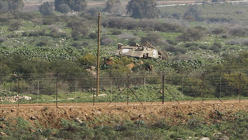 An Israeli military vehicle on the border with Lebanon.