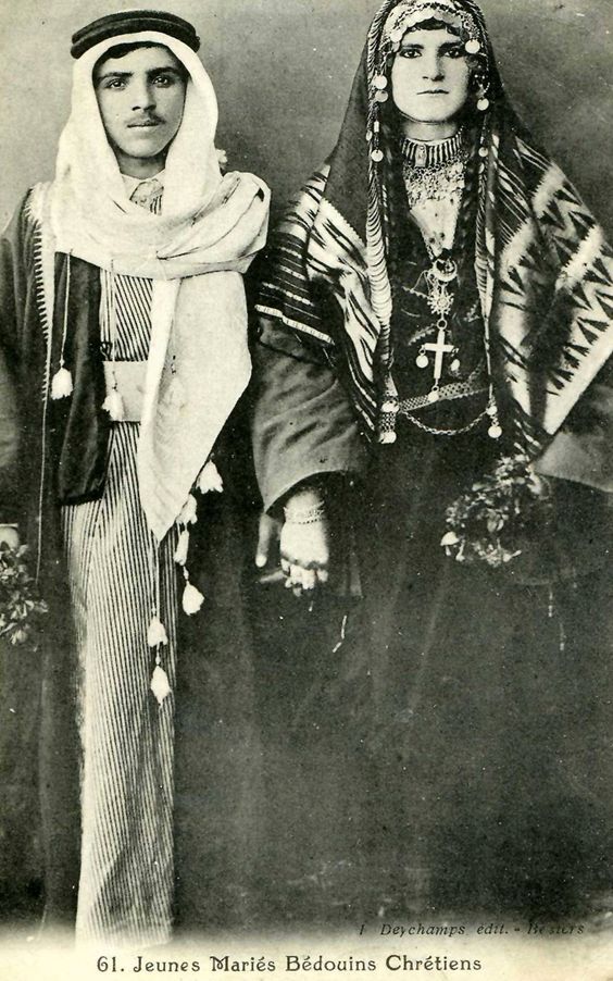 How The Bedouins Of Lebanon Came To Be 3 Newly-wed Christian Bedouins from Lebanon pose for a picture in 1923.