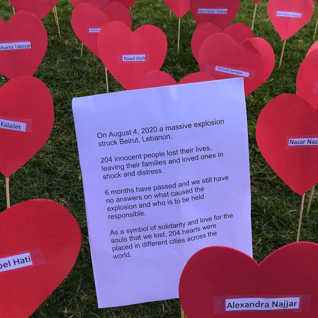 204 Red Hearts Were Placed In Cities Around The World To Remember Beirut Blast Victims 1