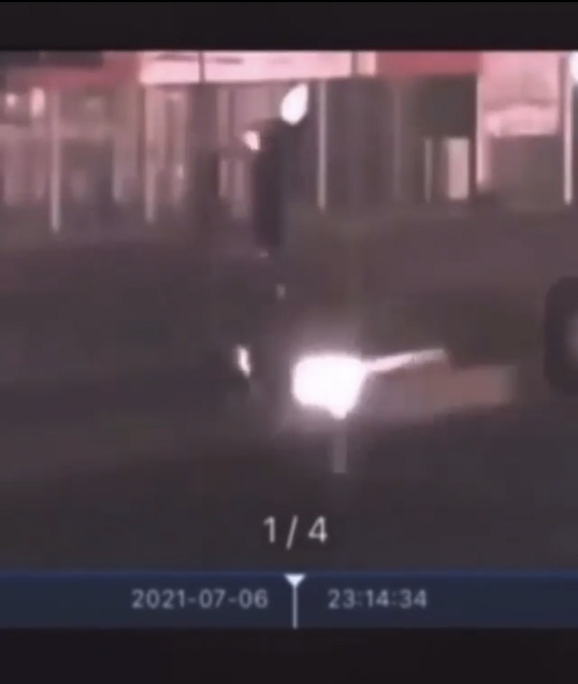 This screenshot, taken from CCTV footage, shows the car that hit Maurice Sawma on the Byblos Highway on Tuesday night.