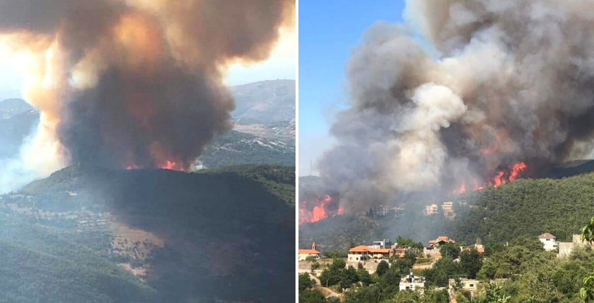 Massive Fires Spreading In Akkar, Lebanon Near Homes