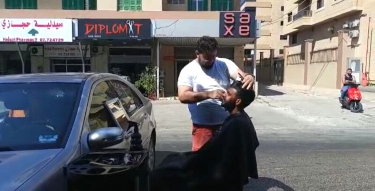 Barbers Are Cutting Hair On The Street Due To Power Cuts In Lebanon