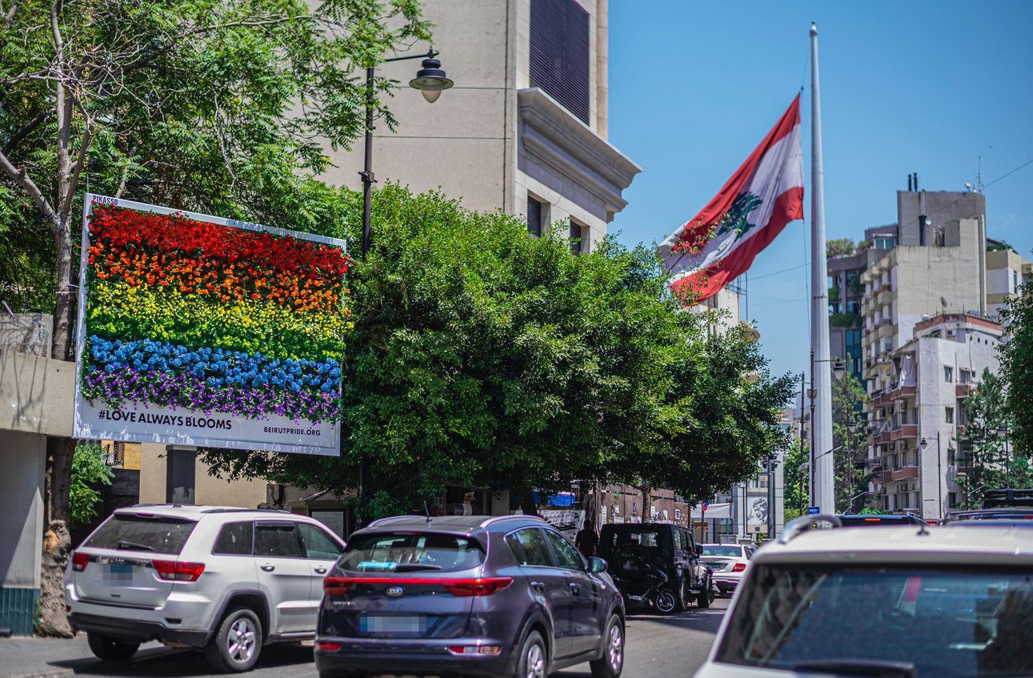 Beirut Pride's Rainbow-Colored Flower Billboard Was Completely Destroyed Overnight 1