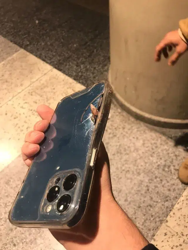 A Stray Bullet Landed Into Someone's Phone At The Beirut Airport 1